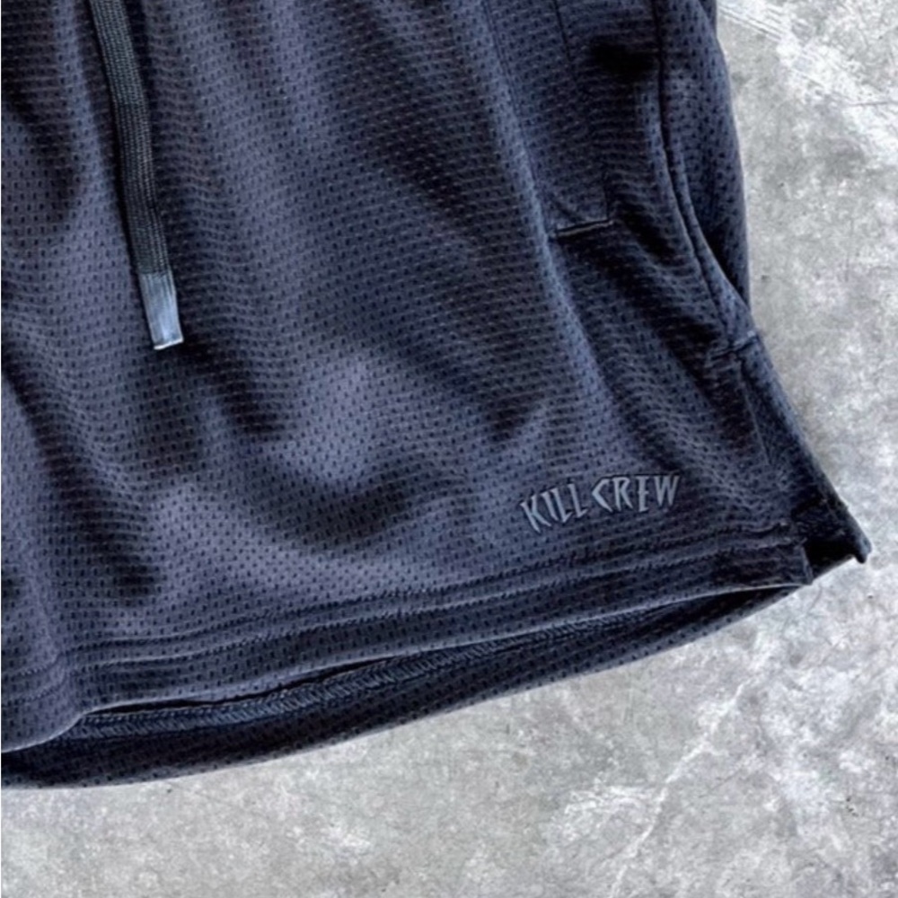 Kill Crew Black Mesh Athletic Shorts with Drawstring - Picture 2 of 2